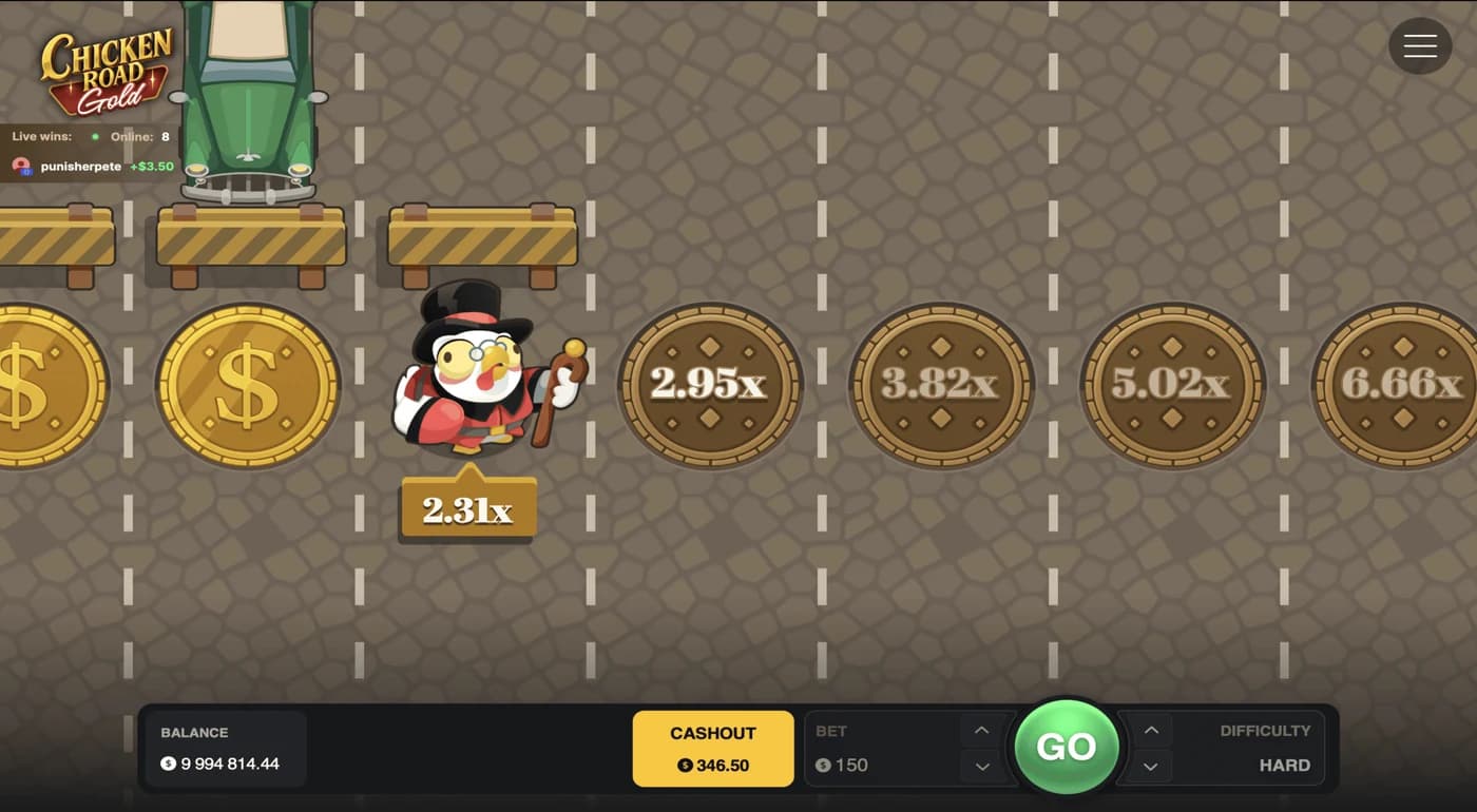 Chicken Road Gold successful 2.31x cash-out screen