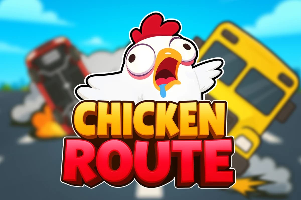 Official Chicken Route key art with the chicken and road traffic